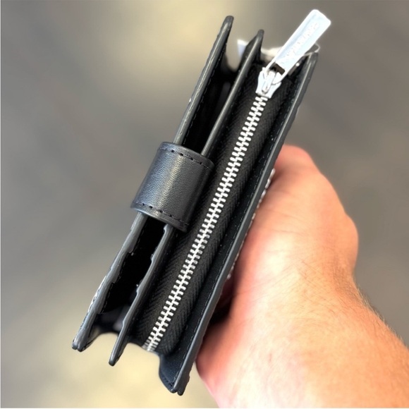 Michael Kors Jet Set Medium Floral Print BiFold Wallet Black Multi - Picture 7 of 9